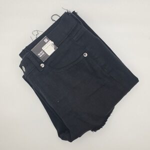 Express 90s Bootcut Jeans Womens 6R Black New High Rise Raw Hem Distressed